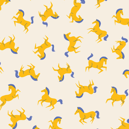 Brave Horses - Yellow - The Iliad - Aidi Riera - Cloud 9 Fabrics - Poplin - Simplifi Fabric