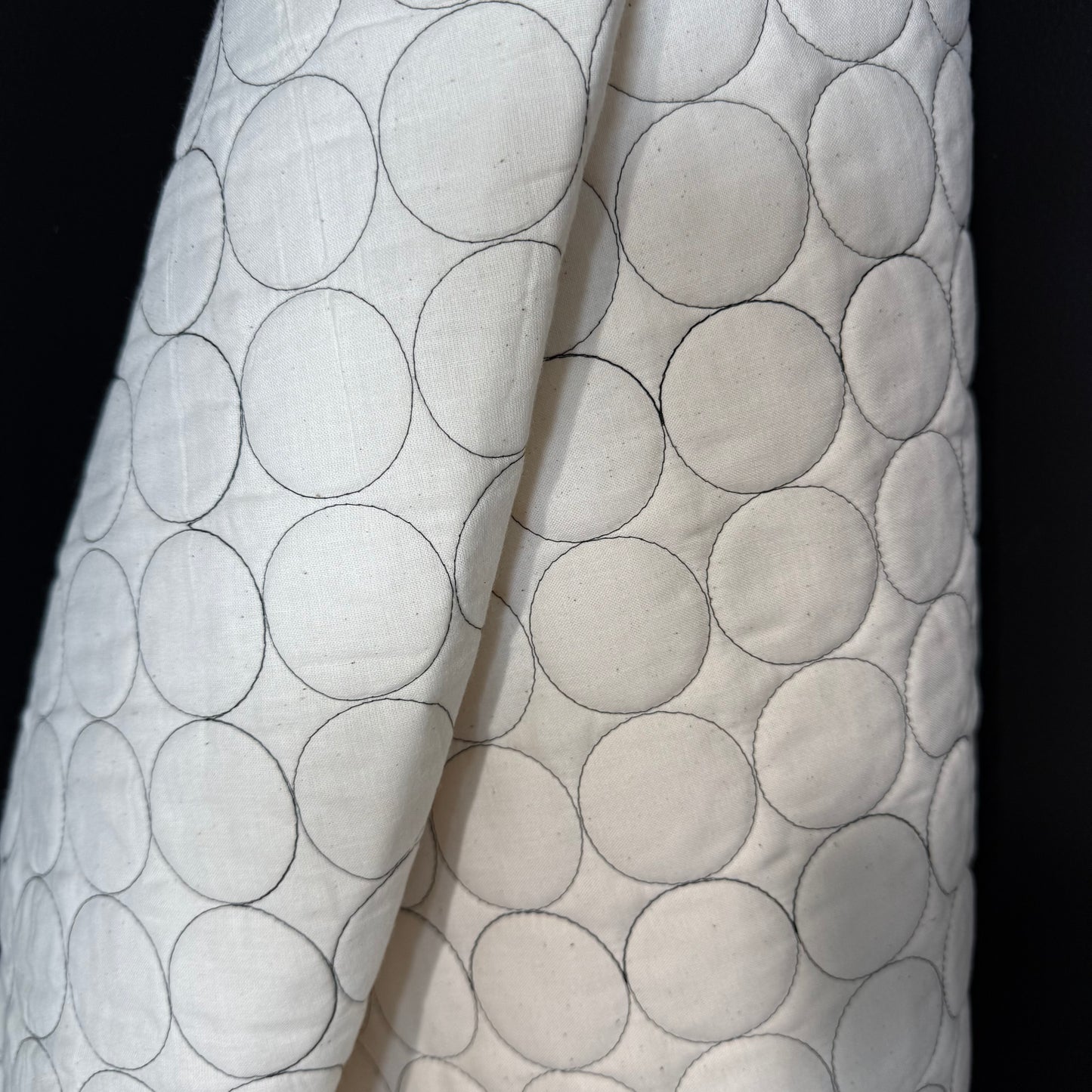 Circle Stitch Quilted - Japanese Import - Ecru/Black