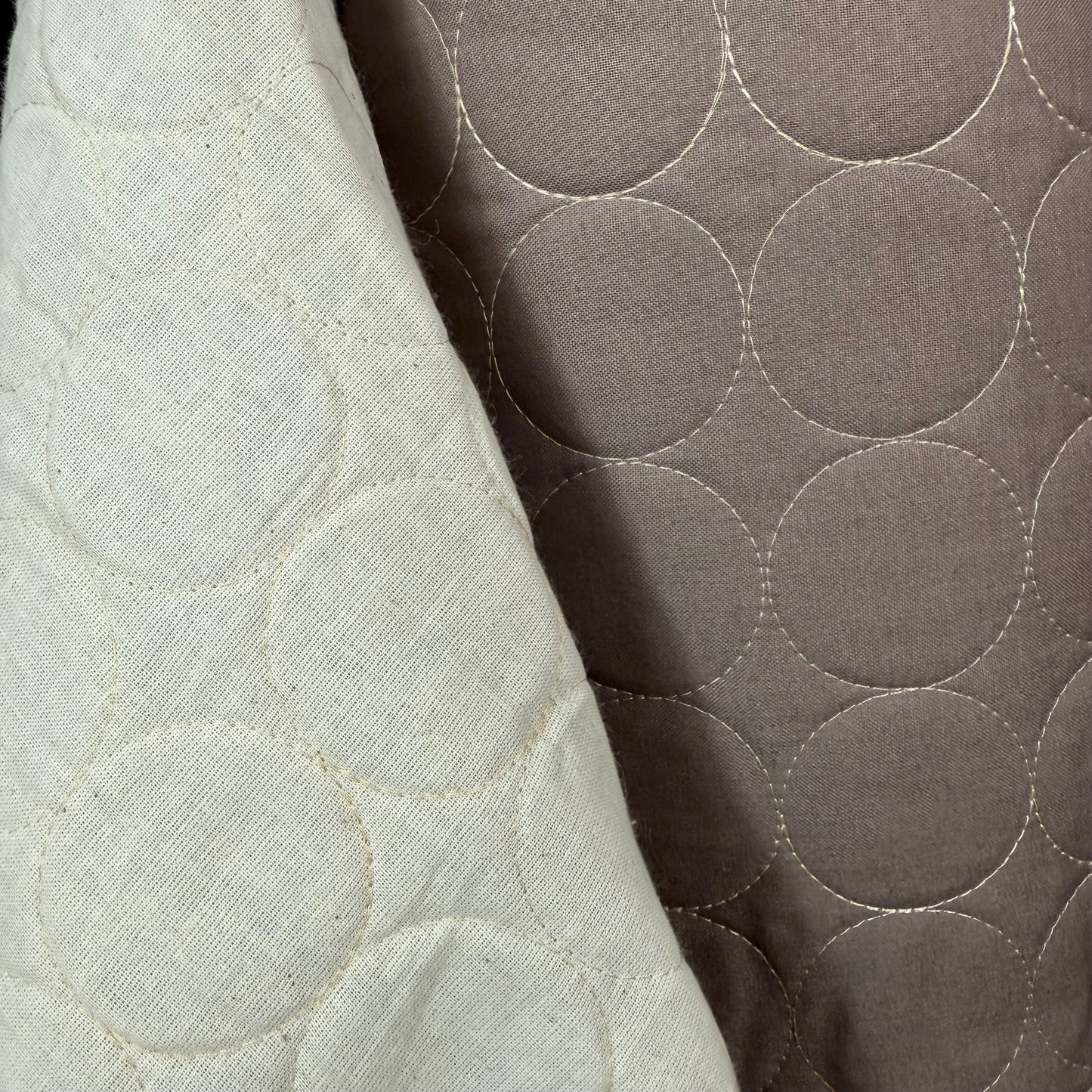 Circle Stitch Quilted - Japanese Import - Gray/Beige