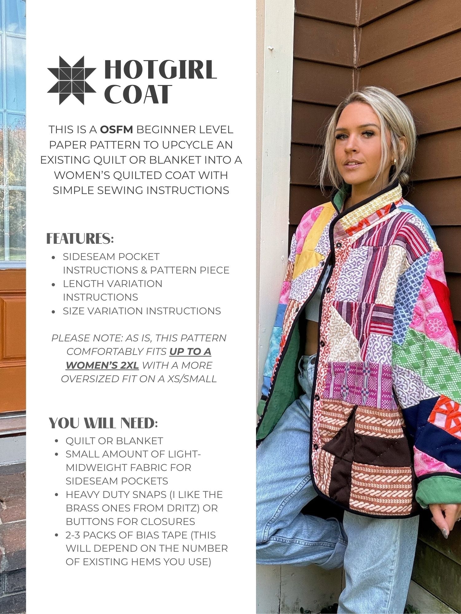 Coat - Paper Pattern - Hot Girl Quilting - Simplifi Fabric