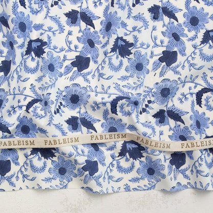 Country Floral - Blue - Indian Block Prints Cottage - Fableism Supply Co. - Simplifi Fabric