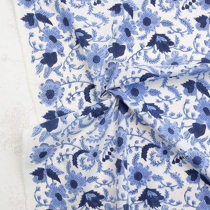 Country Floral - Blue - Indian Block Prints Cottage - Fableism Supply Co. - Simplifi Fabric