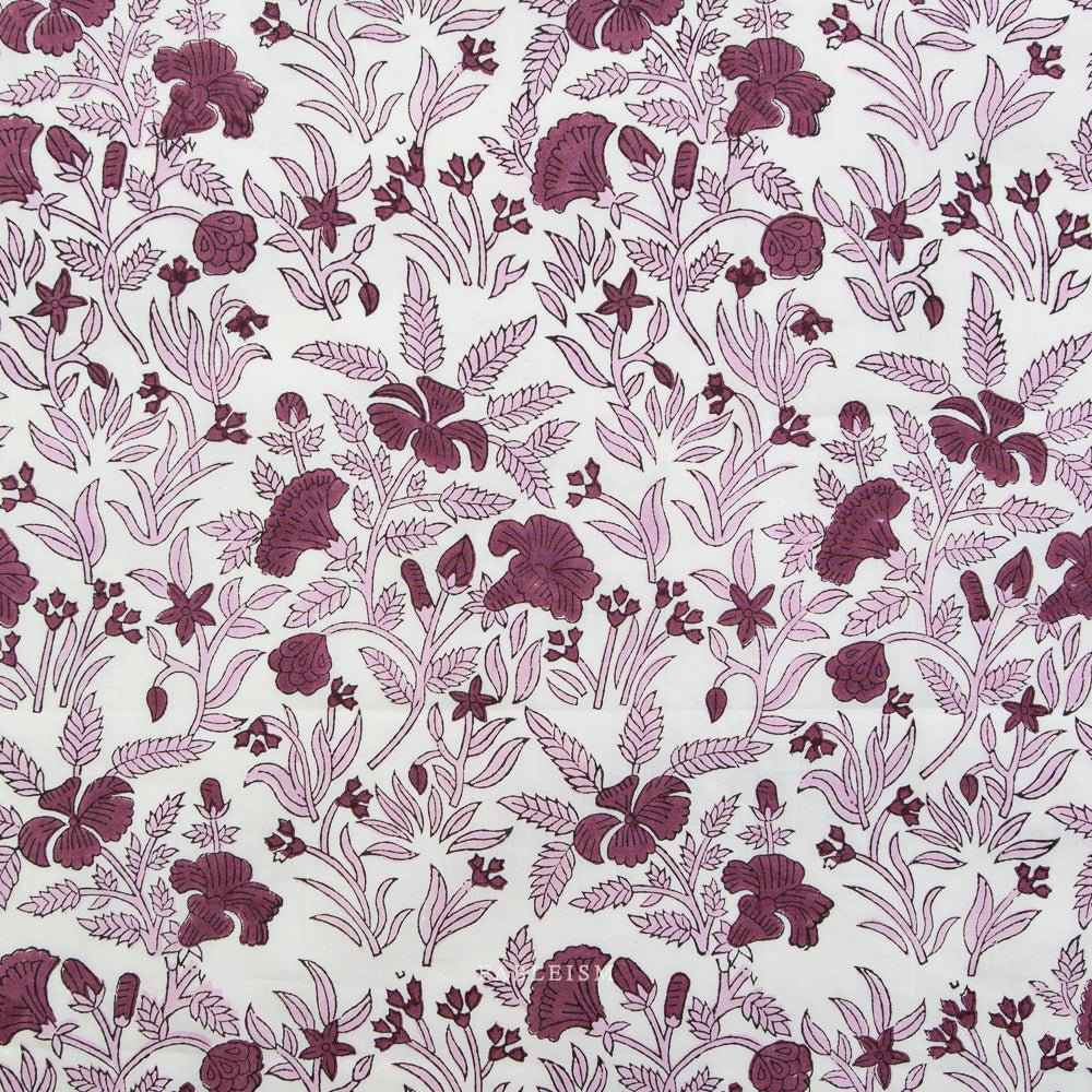 Cozy Floral - Purple - Indian Block Prints Cottage - Fableism Supply Co. - Simplifi Fabric