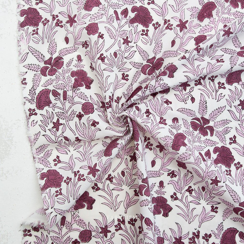 Cozy Floral - Purple - Indian Block Prints Cottage - Fableism Supply Co. - Simplifi Fabric