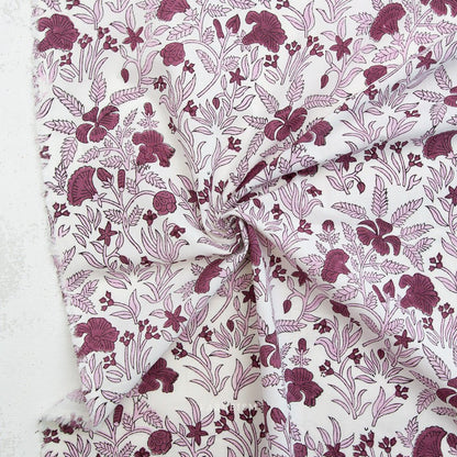 Cozy Floral - Purple - Indian Block Prints Cottage - Fableism Supply Co. - Simplifi Fabric