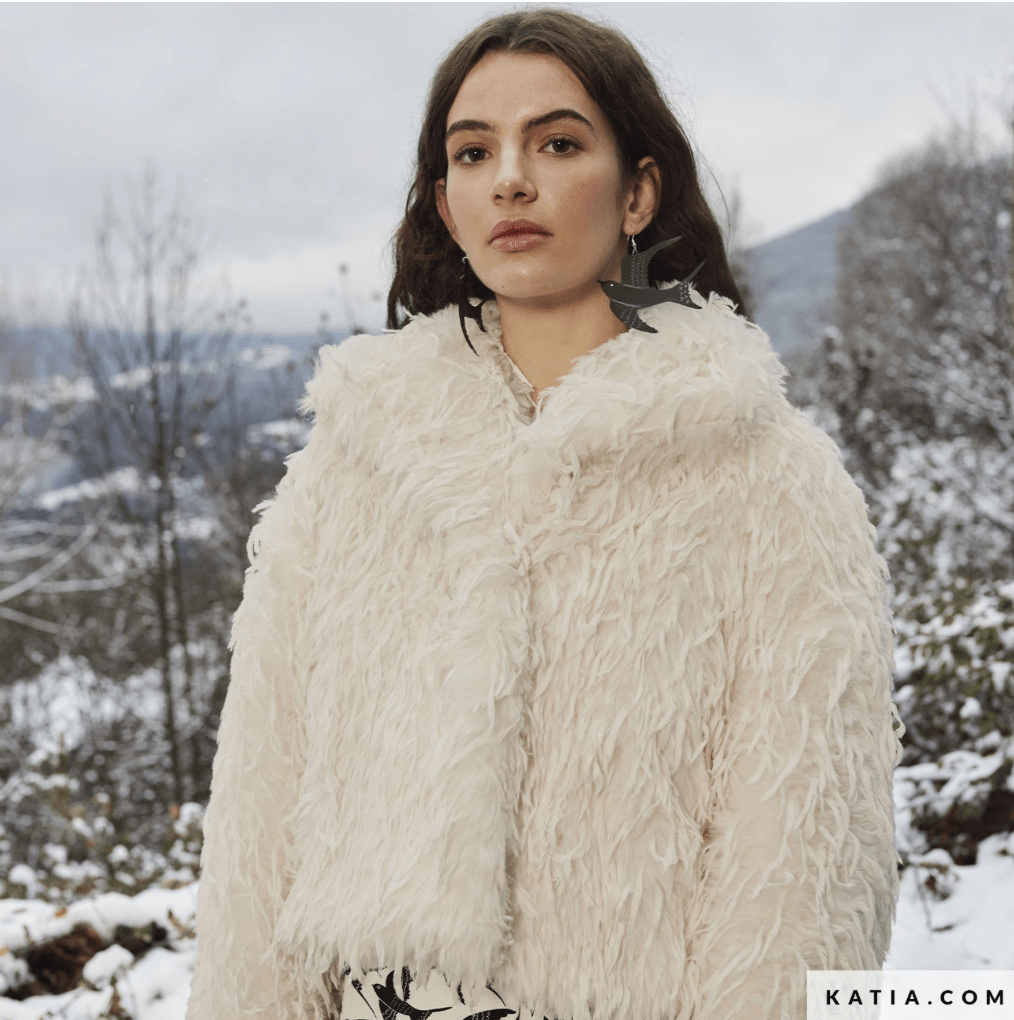 Cream Feather Hair Vegan Faux Fur - Katia - Simplifi Fabric