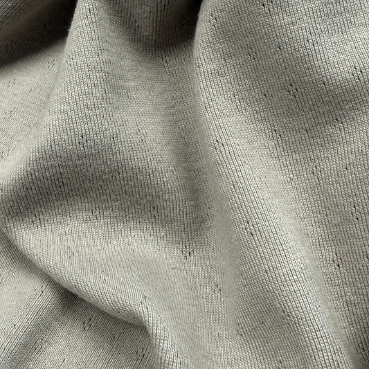 Delicate Diamonds Pointelle Knit Fabric - Organic Cotton - Taupe Mist - Simplifi Fabric