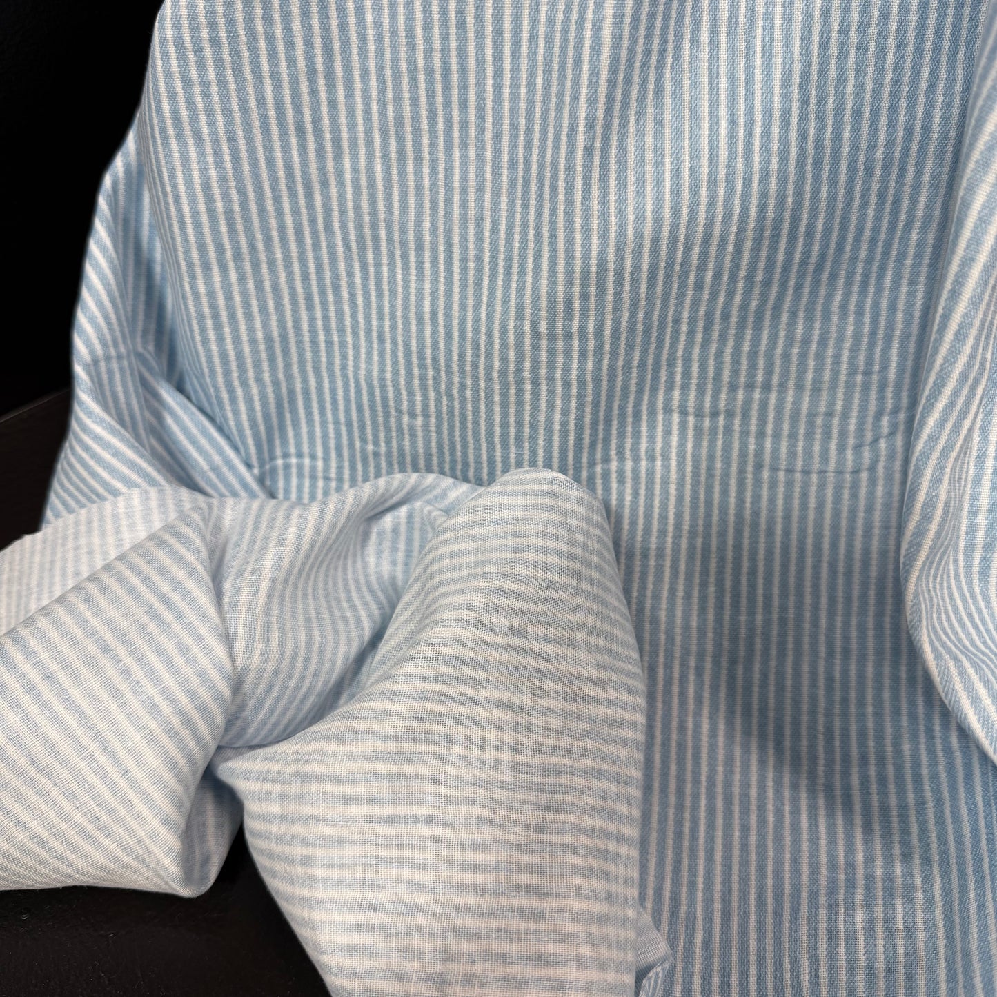 Hickory Stripe Denim Look Double Gauze - Japanese Import - Light Denim/Light