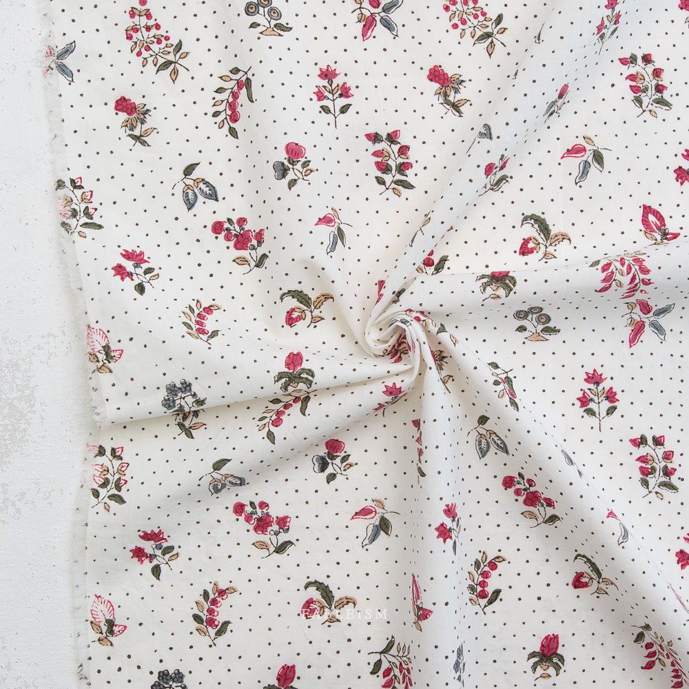 Dottie Floral - Cream - Indian Block Prints Cottage - Fableism Supply Co. - Simplifi Fabric