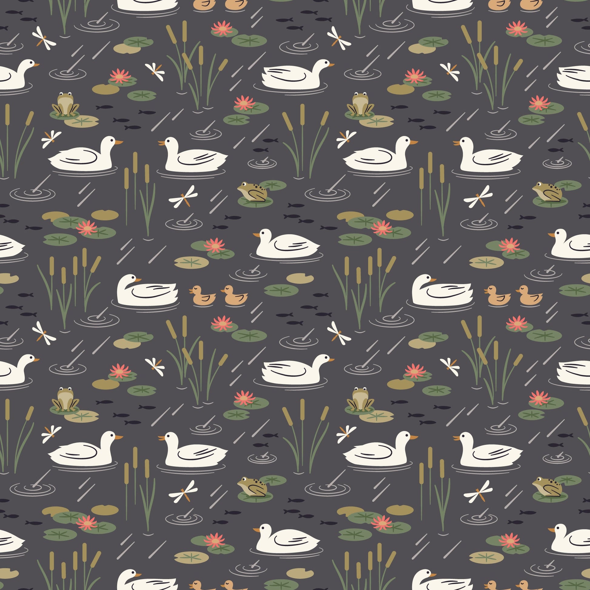 Duck Pond - Spring Showers - Ann Gardner - Cloud 9 Fabrics - Poplin - Simplifi Fabric