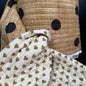 Earthen Polka + Golden Hearts - Quilted Bagru Indian Cotton Block Print (Reversible) - Simplifi Fabric