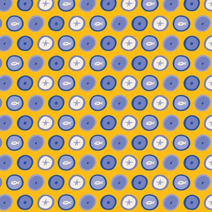 Festival Shields - Yellow - The Iliad - Aidi Riera - Cloud 9 Fabrics - Poplin - Simplifi Fabric