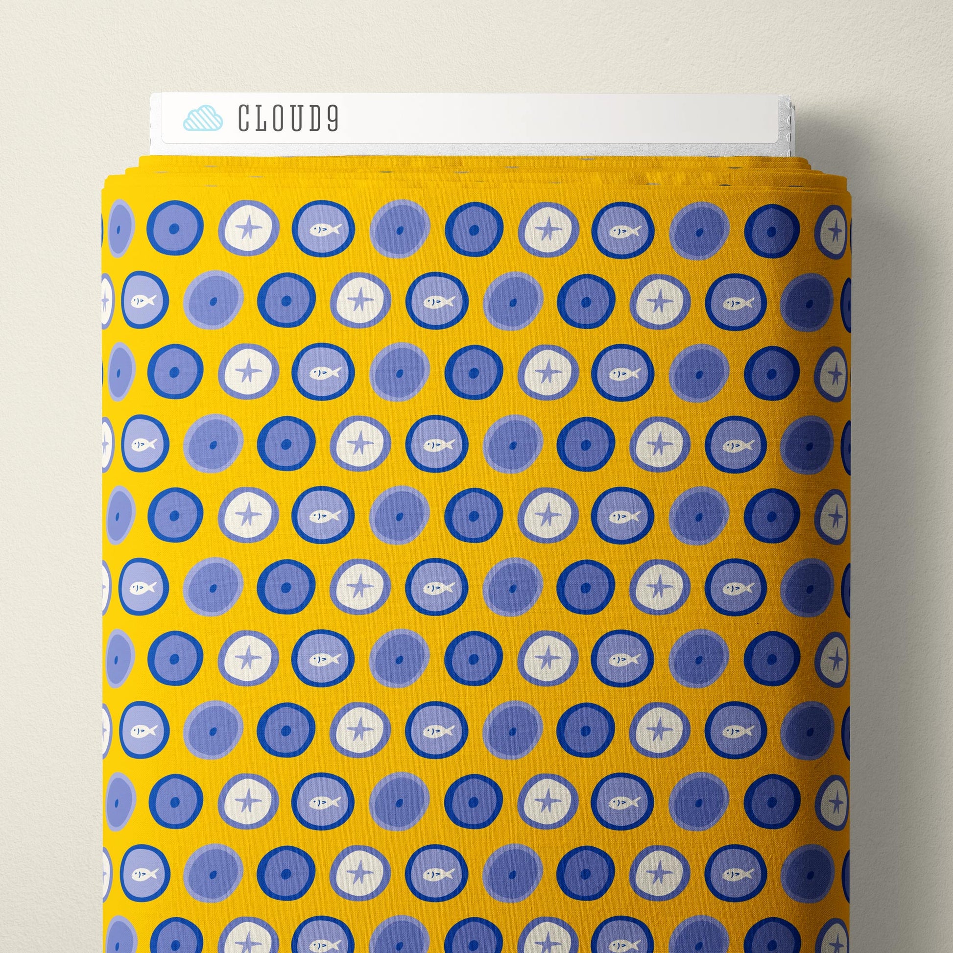 Festival Shields - Yellow - The Iliad - Aidi Riera - Cloud 9 Fabrics - Poplin - Simplifi Fabric