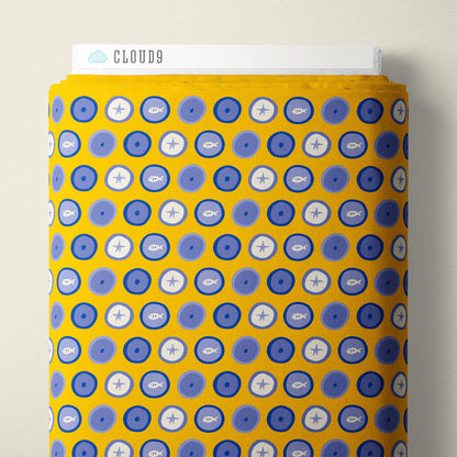 Festival Shields - Yellow - The Iliad - Aidi Riera - Cloud 9 Fabrics - Poplin - Simplifi Fabric