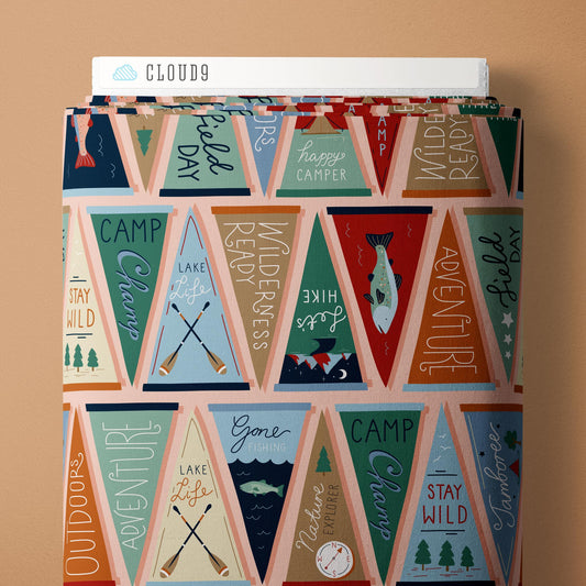 Field Pennants - Pink - Backwoods and Boots - Softly Studio - Cloud 9 Fabrics - Poplin - Simplifi Fabric