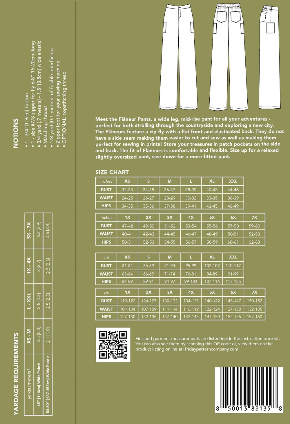 Flaneur Pants Pattern - Friday Pattern Company - Simplifi Fabric