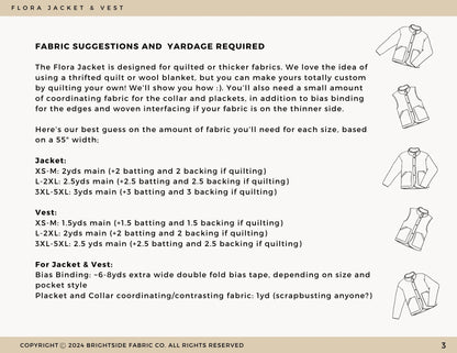 Flora Jacket and Vest Sewing PDF Pattern - Brightside Fabric Co. - Simplifi Fabric