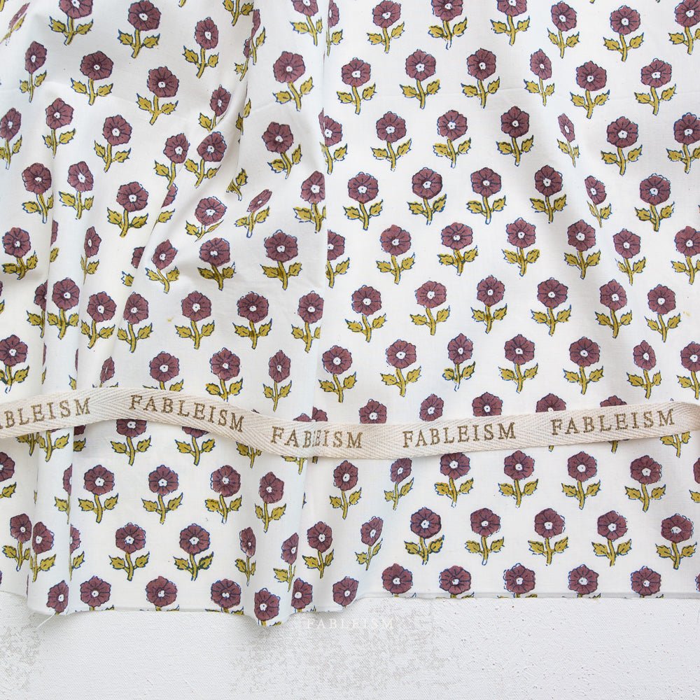 Flowerling - Eggplant - Indian Block Prints Cottage - Fableism Supply Co. - Simplifi Fabric