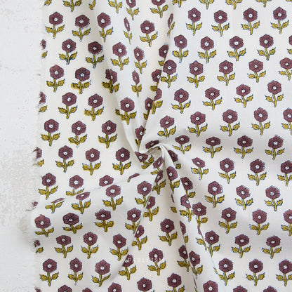 Flowerling - Eggplant - Indian Block Prints Cottage - Fableism Supply Co. - Simplifi Fabric