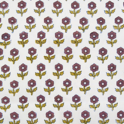 Flowerling - Eggplant - Indian Block Prints Cottage - Fableism Supply Co. - Simplifi Fabric