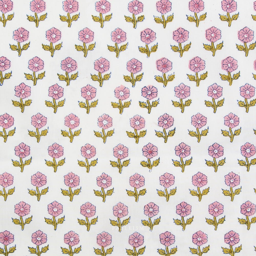 Flowerling - Pink - Indian Block Prints Cottage - Fableism Supply Co. - Simplifi Fabric