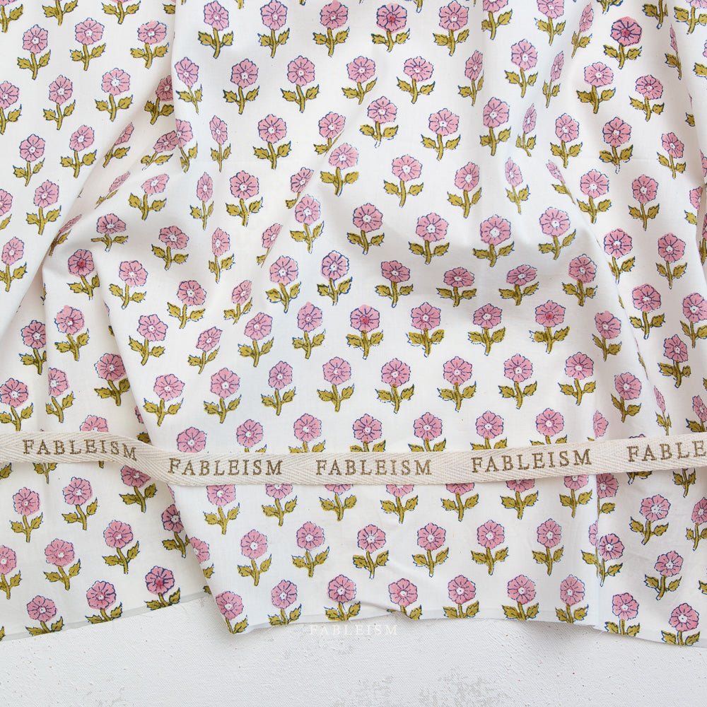 Flowerling - Pink - Indian Block Prints Cottage - Fableism Supply Co. - Simplifi Fabric
