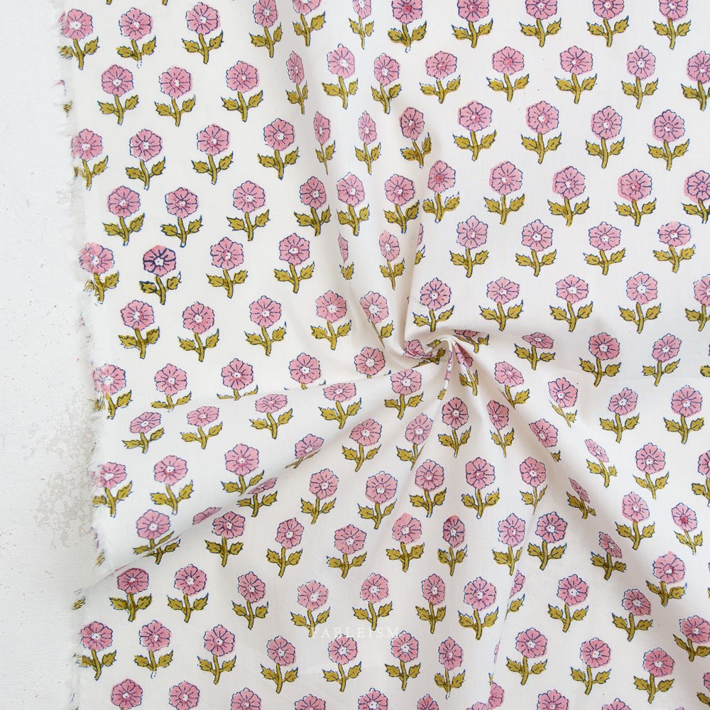 Flowerling - Pink - Indian Block Prints Cottage - Fableism Supply Co. - Simplifi Fabric