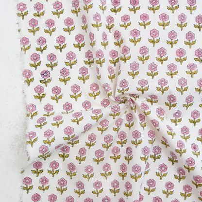Flowerling - Pink - Indian Block Prints Cottage - Fableism Supply Co. - Simplifi Fabric