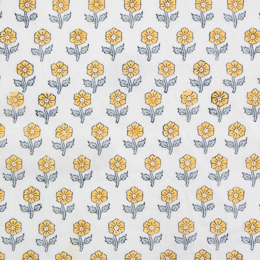 Flowerling - Yellow - Indian Block Prints Cottage - Fableism Supply Co. - Simplifi Fabric