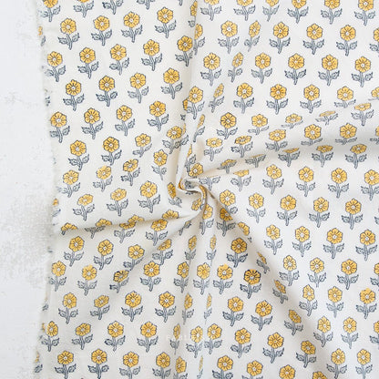 Flowerling - Yellow - Indian Block Prints Cottage - Fableism Supply Co. - Simplifi Fabric