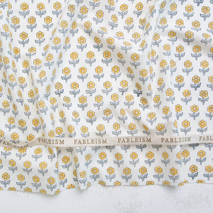Flowerling - Yellow - Indian Block Prints Cottage - Fableism Supply Co. - Simplifi Fabric
