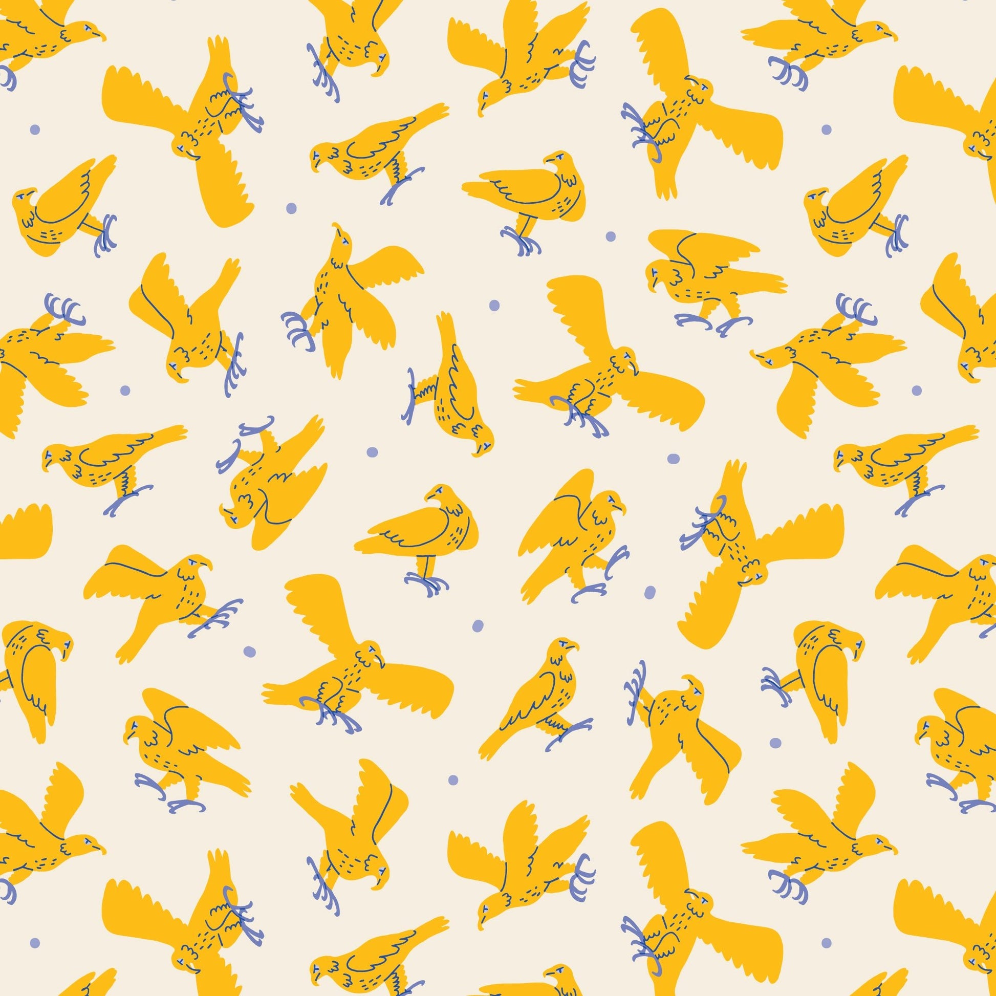 Golden Divine Eagles - Yellow - The Iliad - Aidi Riera - Cloud 9 Fabrics - Poplin - Simplifi Fabric