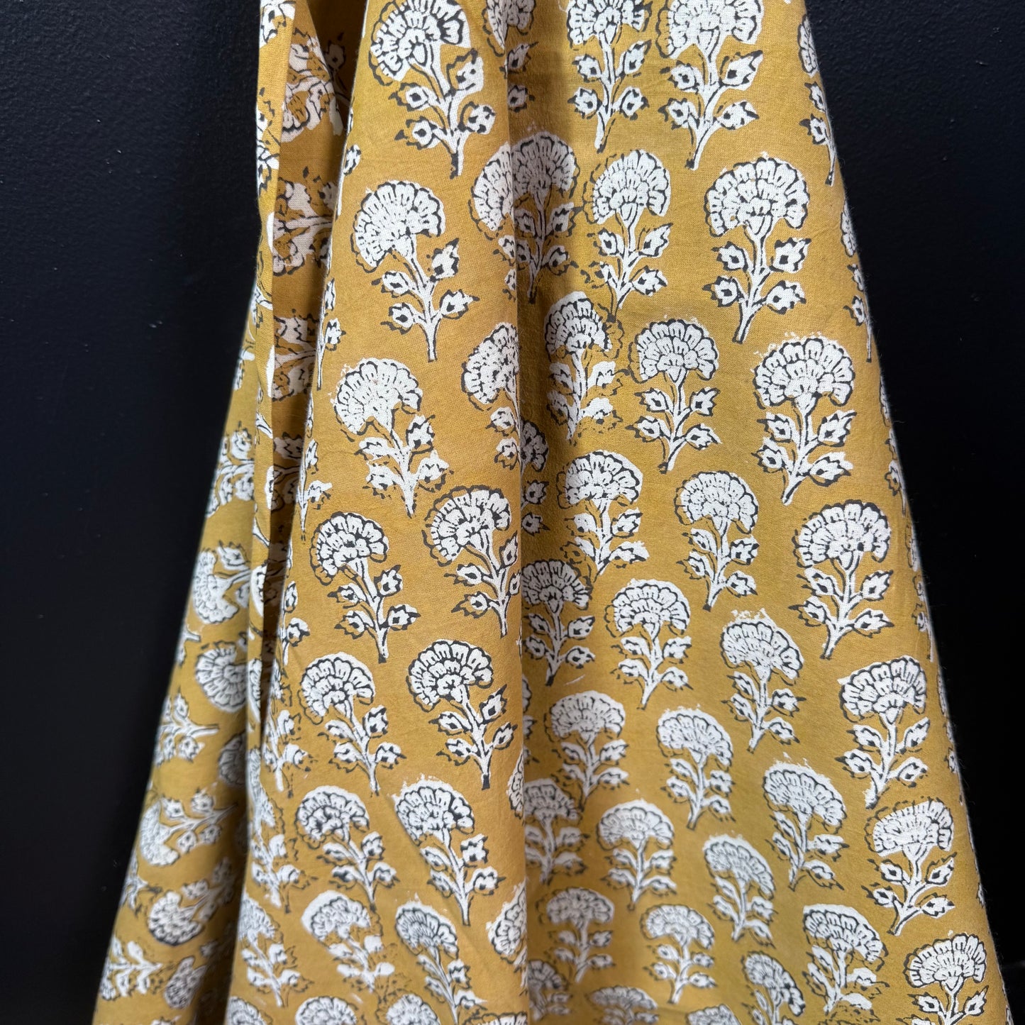 Harvest Bloom Mustard  - Bagru Indian Cotton Block Print