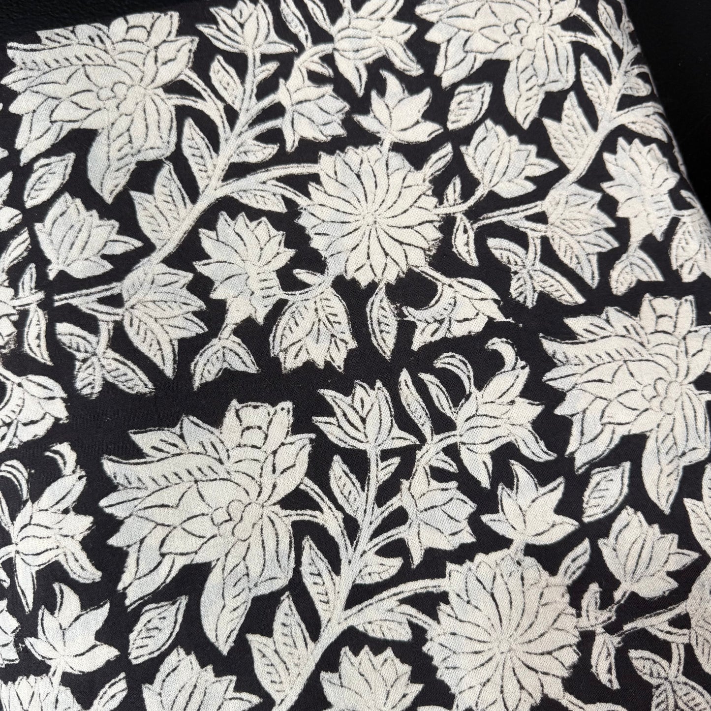Midnight Bloom  - Bagru Indian Cotton Block Print