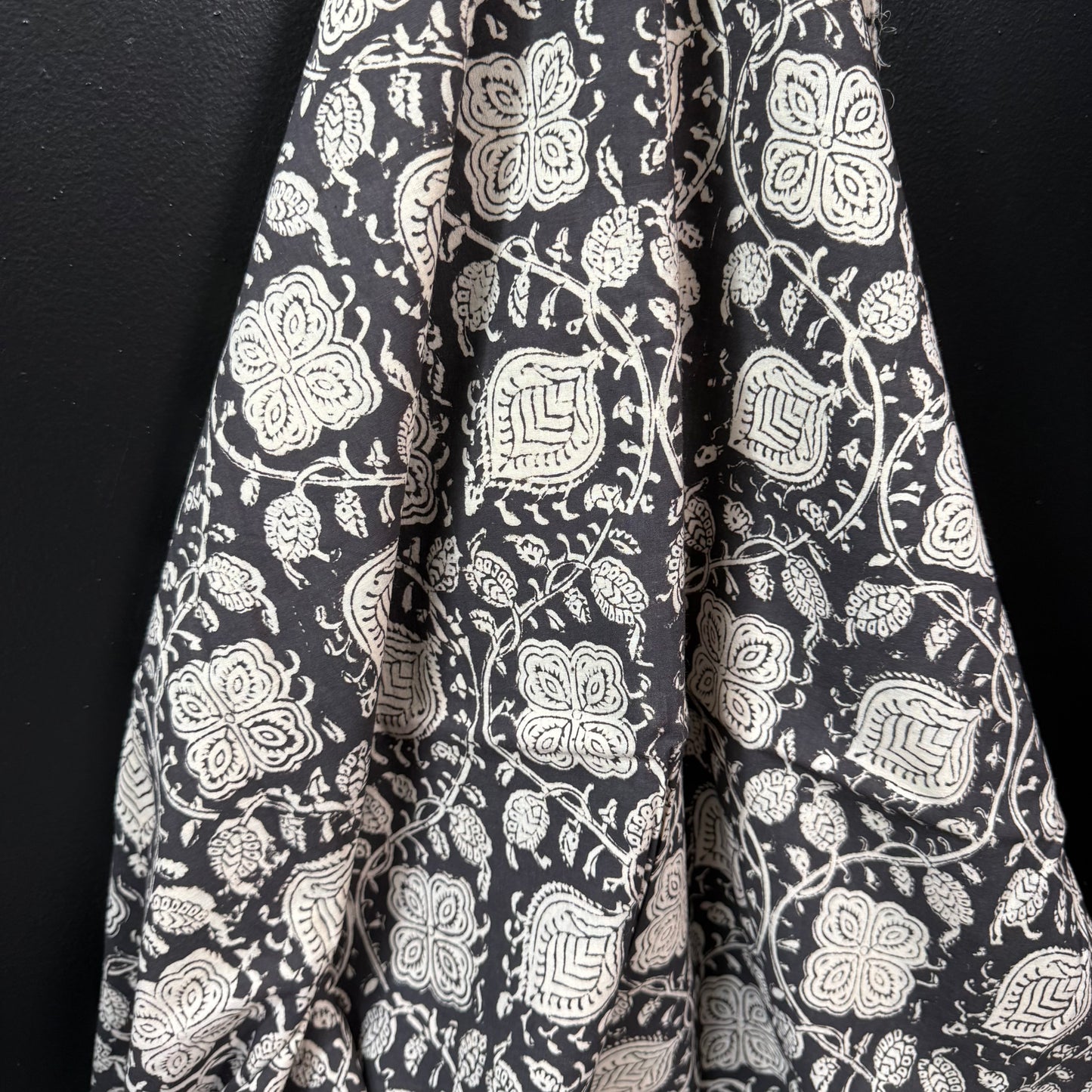 Petal Path Black  - Bagru Indian Cotton Block Print