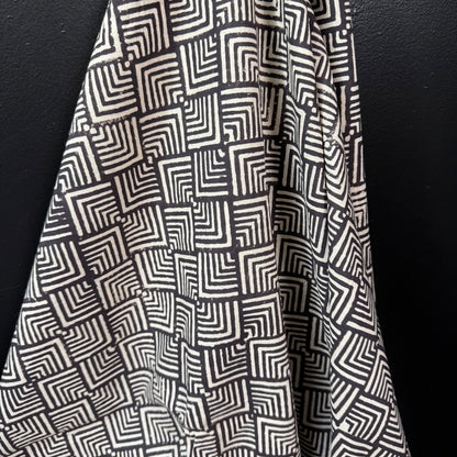 Maze Blocks Black - Bagru Indian Cotton Block Print