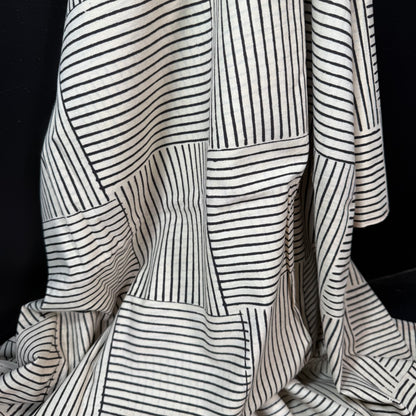 Modern Weave Black /Parchment - Bagru Indian Cotton Block Print