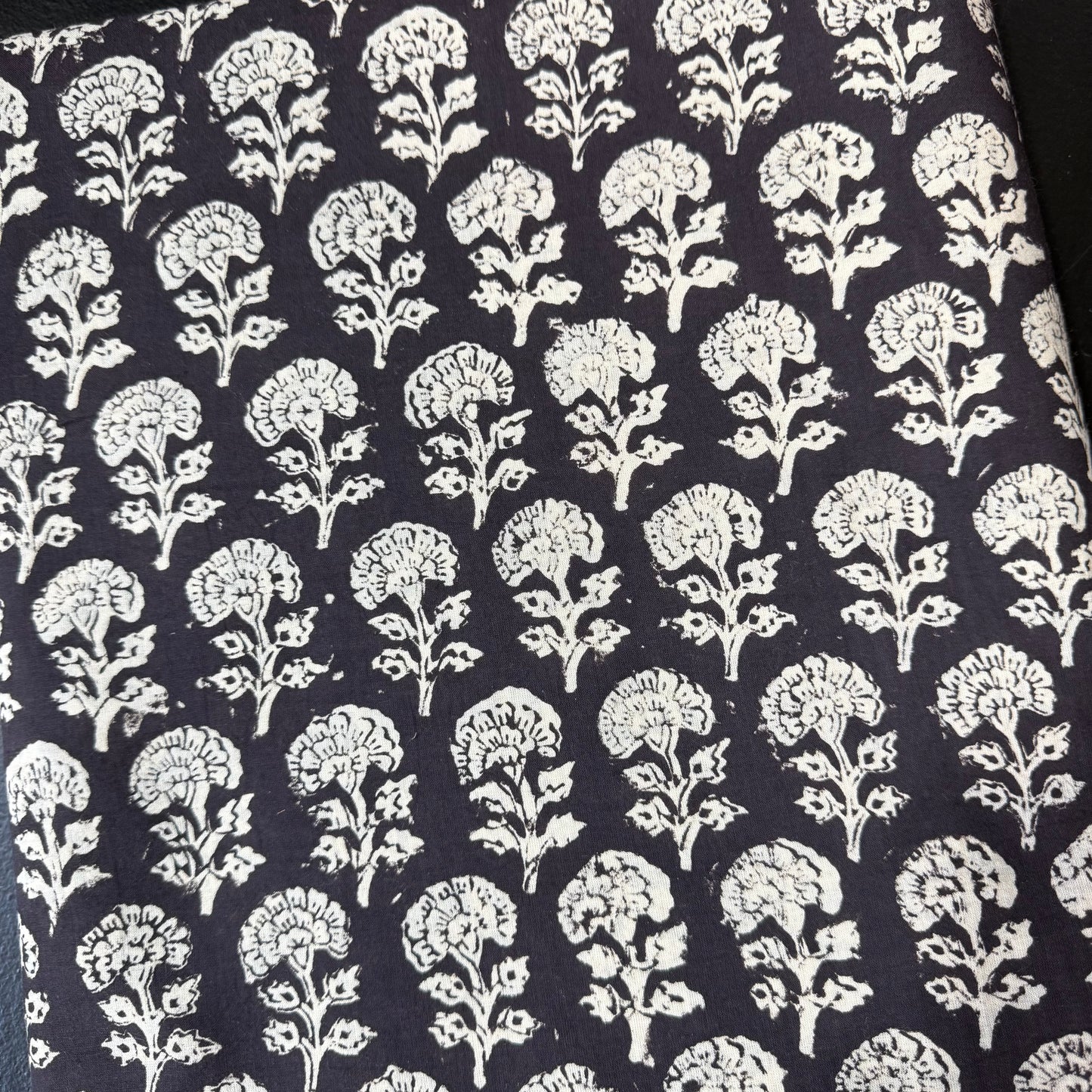 Harvest Bloom Black - Bagru Indian Cotton Block Print