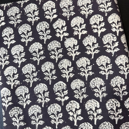Harvest Bloom Black - Bagru Indian Cotton Block Print
