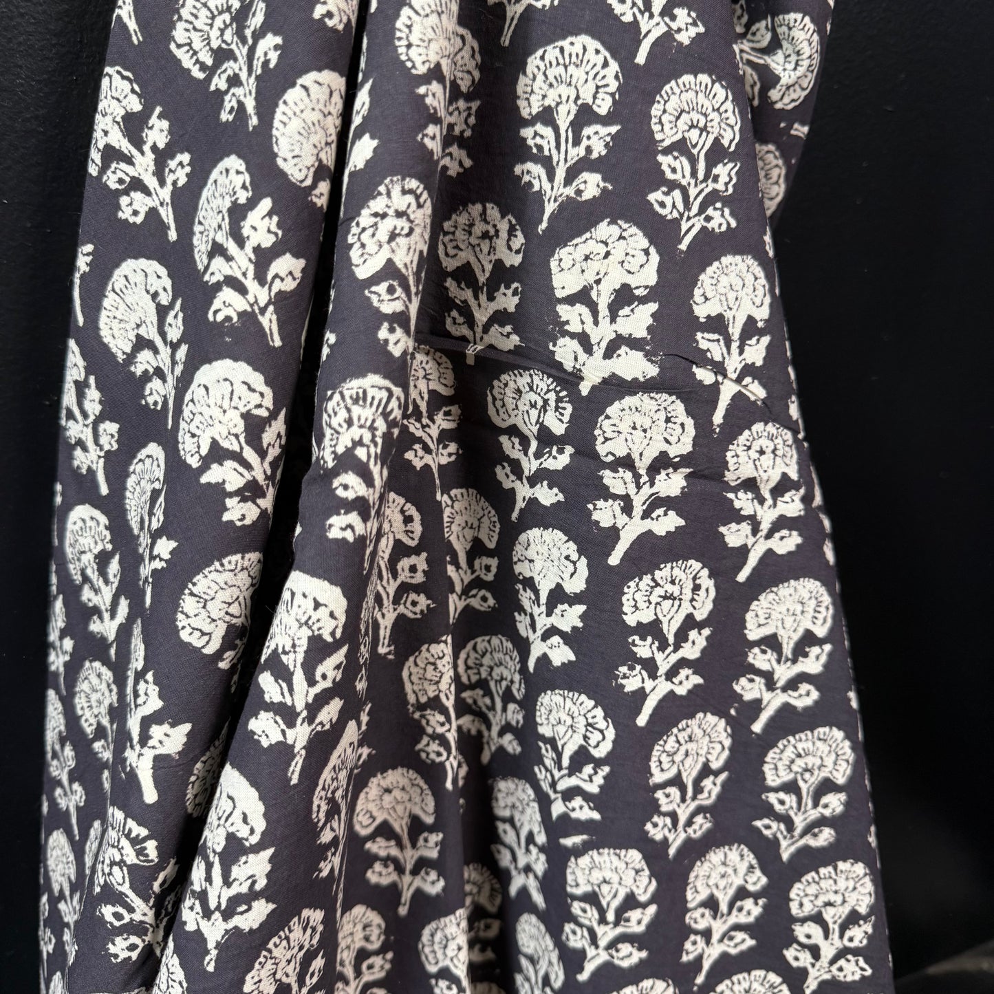 Harvest Bloom Black - Bagru Indian Cotton Block Print