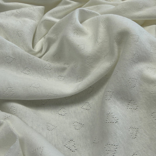 Heart Pointelle Knit Fabric - Organic Cotton - Natural White - Simplifi Fabric