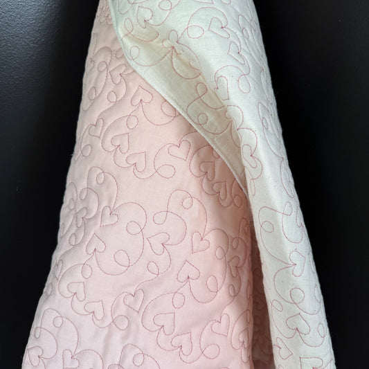 Heart Stitch Quilted - Japanese Import - Soft Pink - Simplifi Fabric