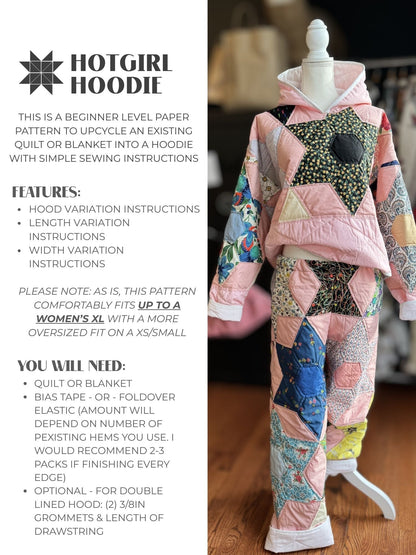 Hoodie - Paper Pattern - Hot Girl Quilting - Simplifi Fabric