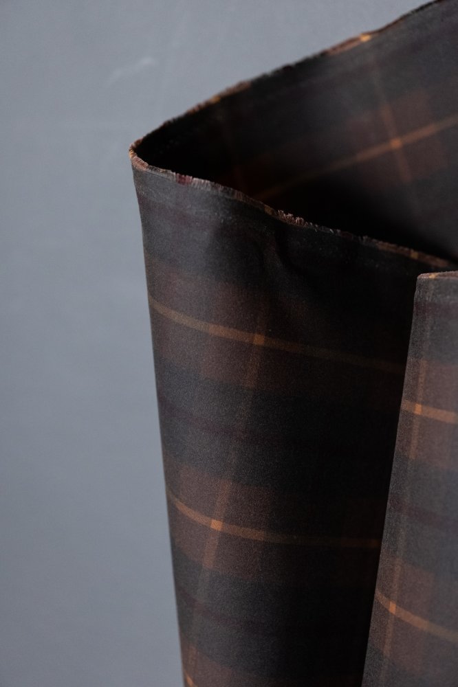Hunter Brown Tartan Cotton Silkwax British Oilskin - Merchant & Mills\ - Simplifi Fabric