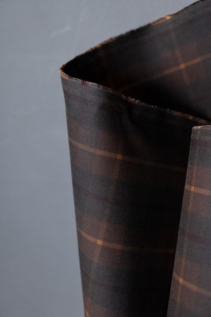 Hunter Brown Tartan Cotton Silkwax British Oilskin - Merchant & Mills\ - Simplifi Fabric