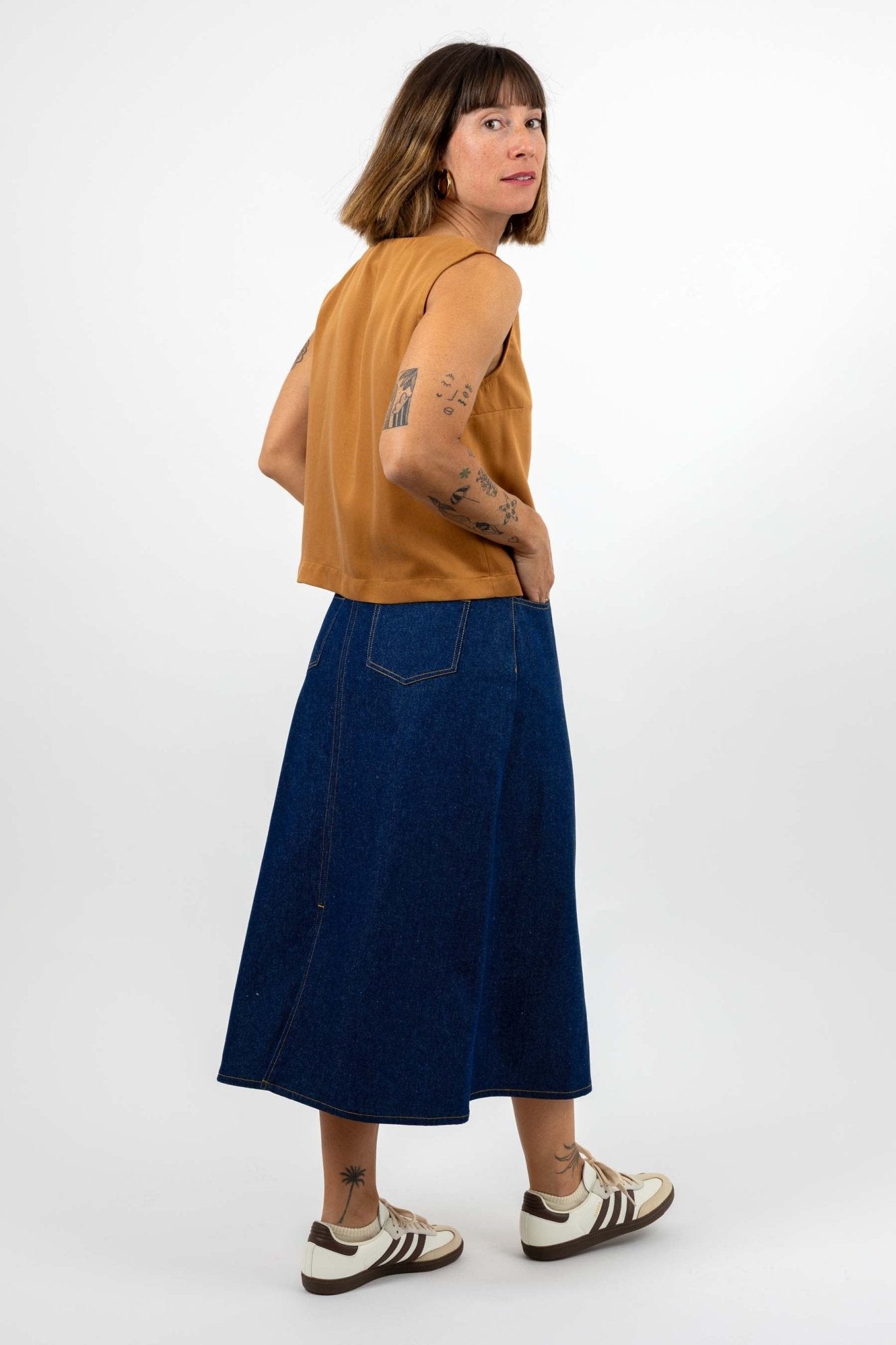 I am RUBY - Denim Skirt Pattern - I AM PATTERNS - Simplifi Fabric