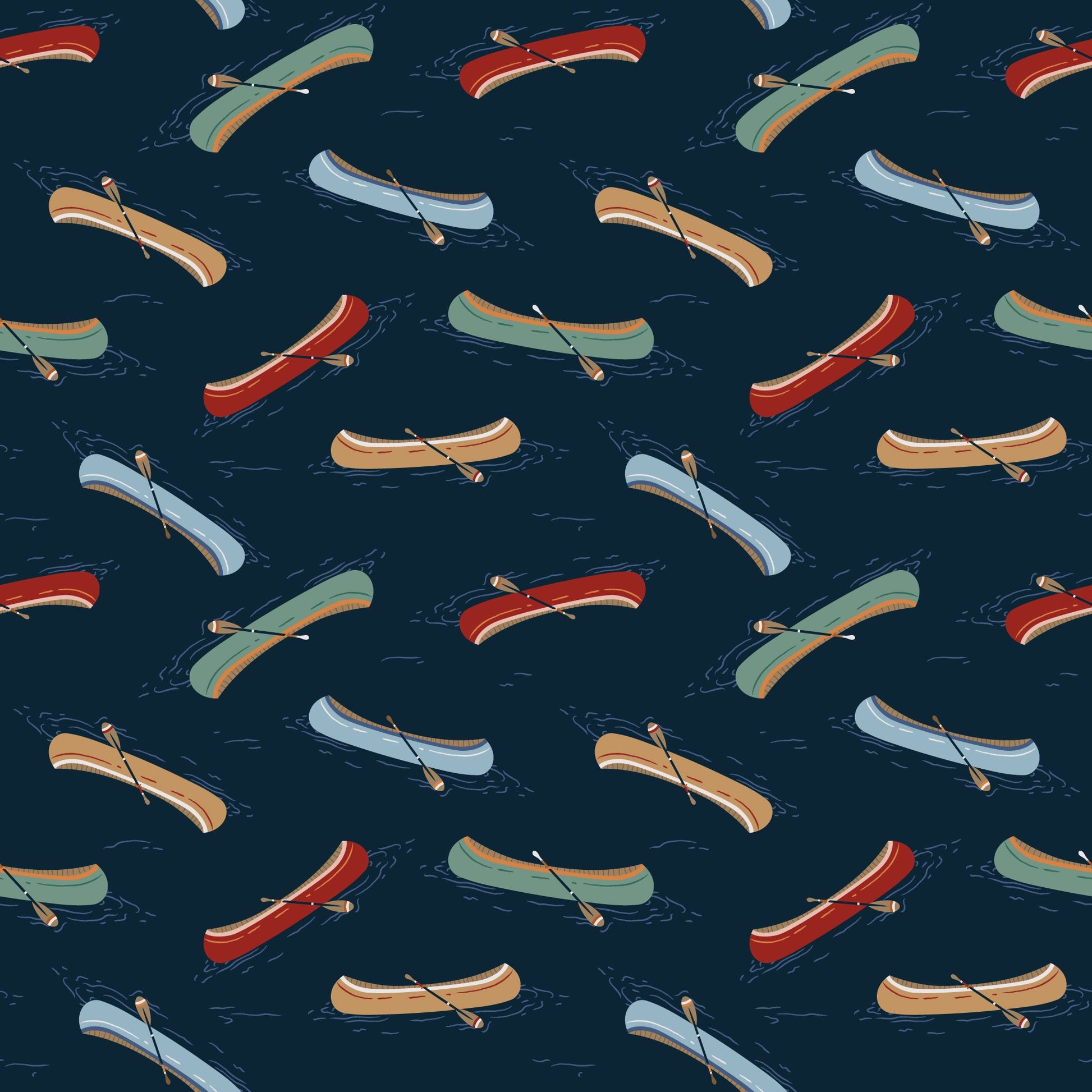 Just Paddling - Navy - Backwoods and Boots - Softly Studio - Cloud 9 Fabrics - Poplin - Simplifi Fabric