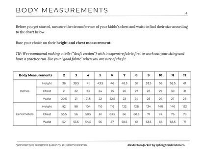 Kids Flora Jacket Sewing PDF Pattern - Brightside Fabric Co. - Simplifi Fabric