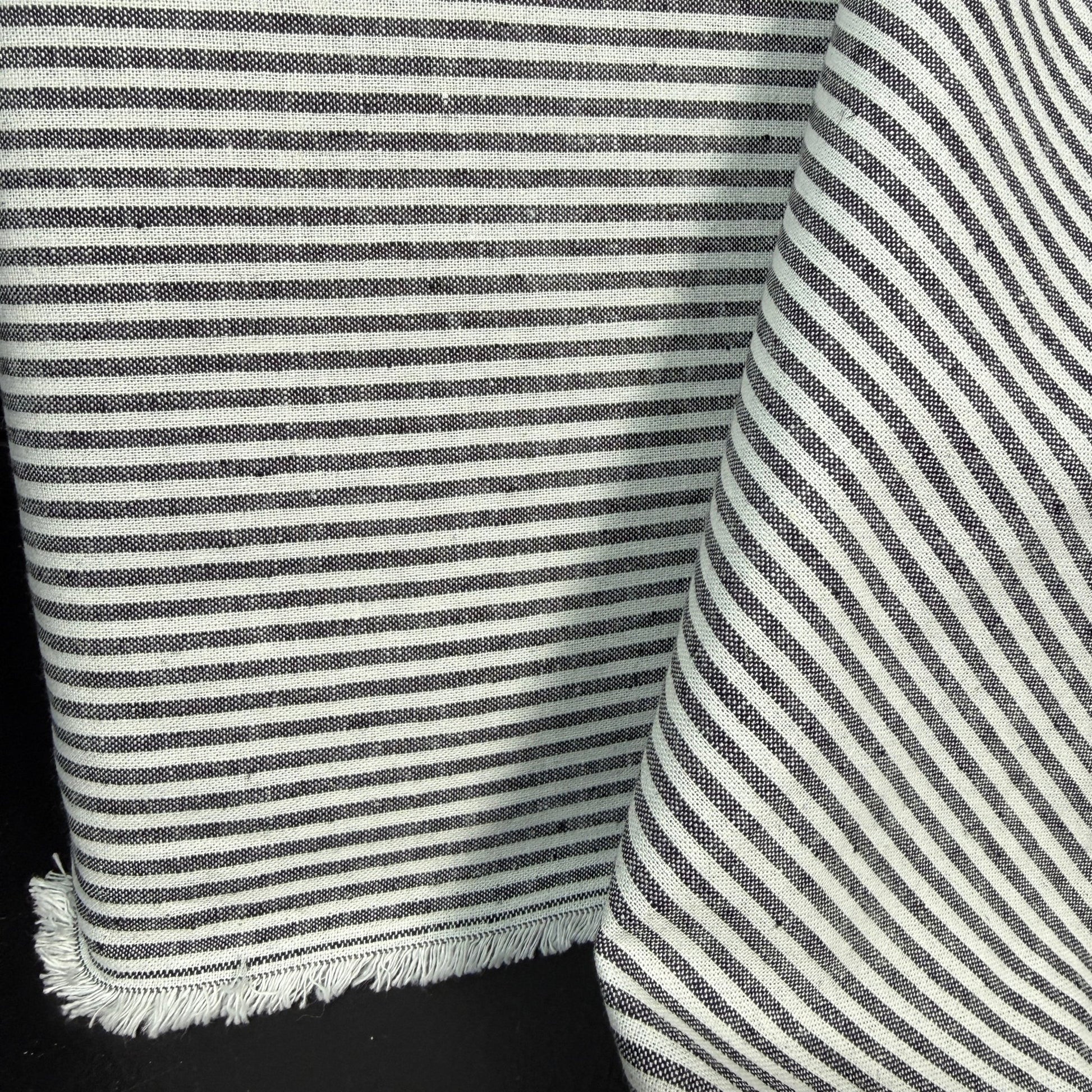 Linen/Cotton Blue + Natural White Stripe - Deadstock - Simplifi Fabric