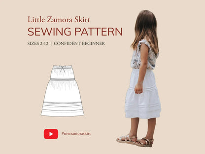LITTLE ZAMORA Kids Midi Skirt PDF Sewing Pattern - Madswick - Simplifi Fabric